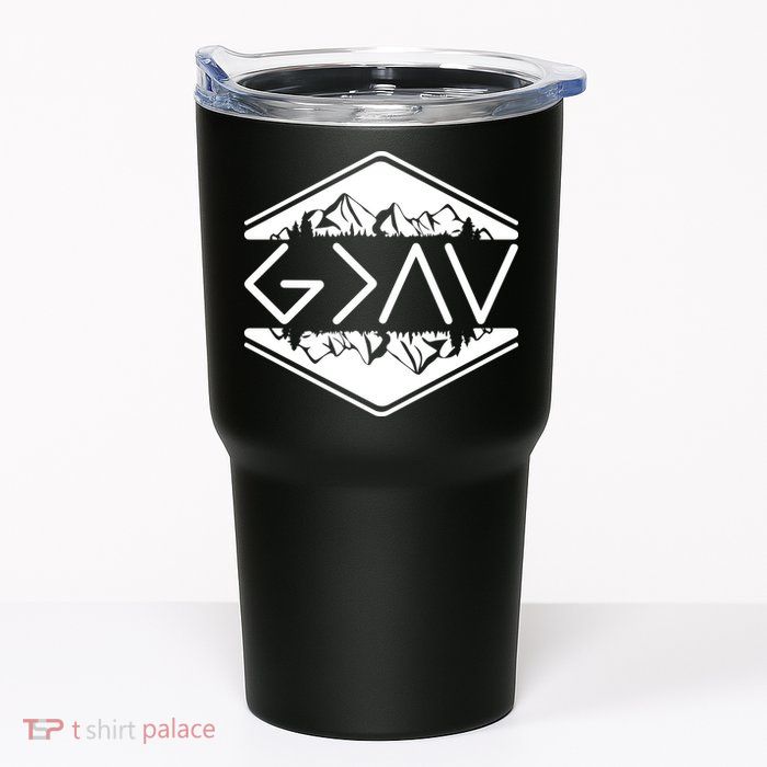 Inspirational Christian God Is Greater Than The High And Lows Camping Tumbler