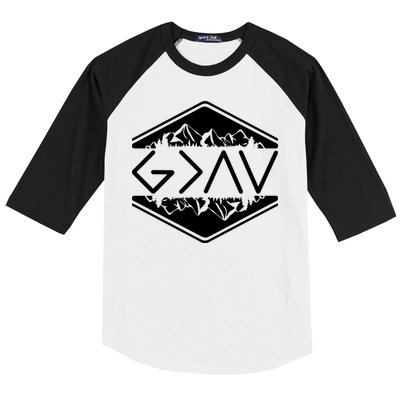 Inspirational Christian God Is Greater Than The High And Lows Camping Baseball Sleeve Shirt