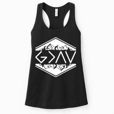 Inspirational Christian God Is Greater Than The High And Lows Camping Womens Tank Top