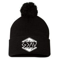 Inspirational Christian God Is Greater Than The High And Lows Camping Pom Pom 12in Knit Beanie