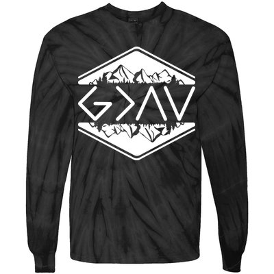 Inspirational Christian God Is Greater Than The High And Lows Camping Tie-Dye Long Sleeve Shirt