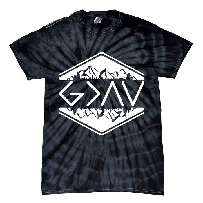 Inspirational Christian God Is Greater Than The High And Lows Camping Tie-Dye T-Shirt