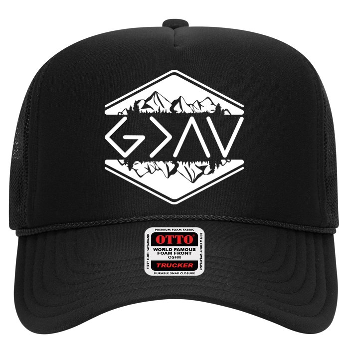 Inspirational Christian God Is Greater Than The High And Lows Camping Hat