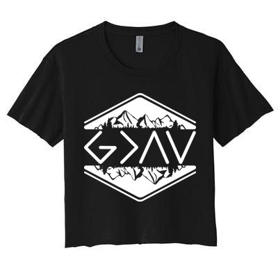 Inspirational Christian God Is Greater Than The High And Lows Camping Crop Top