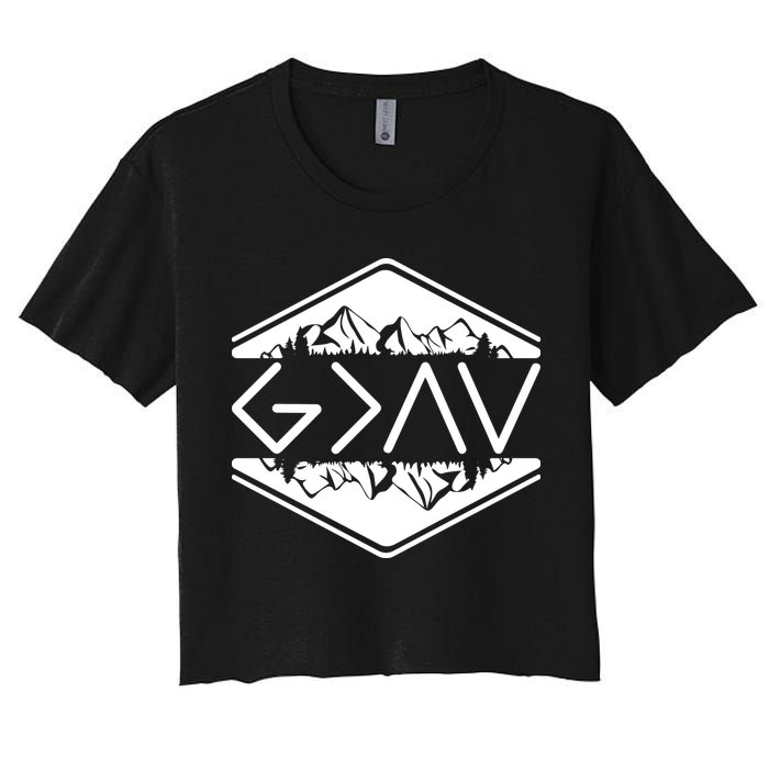 Inspirational Christian God Is Greater Than The High And Lows Camping Crop Top