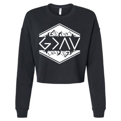 Inspirational Christian God Is Greater Than The High And Lows Camping Cropped Pullover Crew