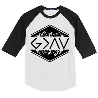 Inspirational Christian God Is Greater Than The High And Lows Camping Kids Colorblock Raglan Jersey