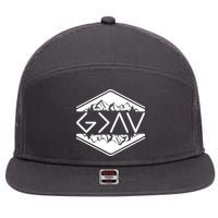 Inspirational Christian God Is Greater Than The High And Lows Camping 7 Panel Mesh Trucker Snapback Hat