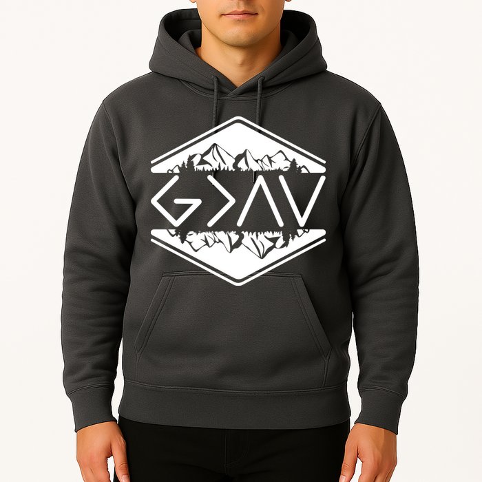 Inspirational Christian God Is Greater Than The High And Lows Camping Hoodie