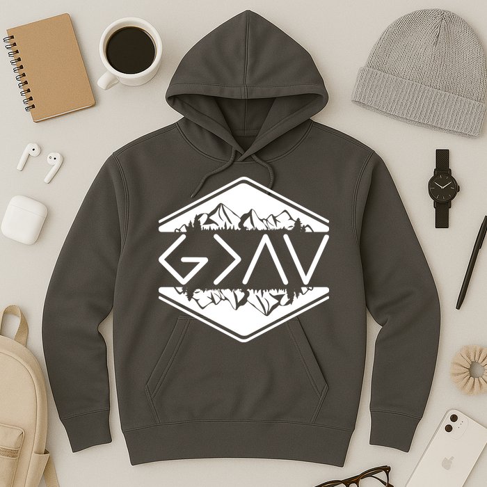 Inspirational Christian God Is Greater Than The High And Lows Camping Hoodie