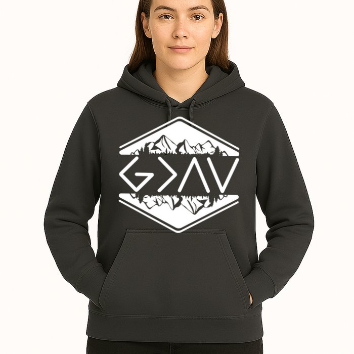 Inspirational Christian God Is Greater Than The High And Lows Camping Hoodie
