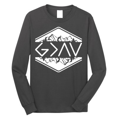 Inspirational Christian God Is Greater Than The High And Lows Camping Long Sleeve Shirt