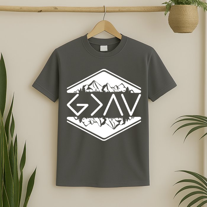 Inspirational Christian God Is Greater Than The High And Lows Camping T-Shirt