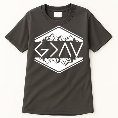 Inspirational Christian God Is Greater Than The High And Lows Camping Tall T-Shirt