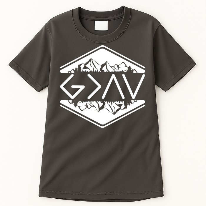 Inspirational Christian God Is Greater Than The High And Lows Camping Tall T-Shirt