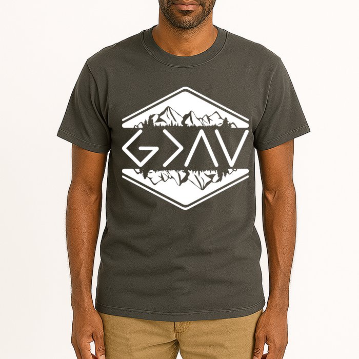 Inspirational Christian God Is Greater Than The High And Lows Camping Tall T-Shirt