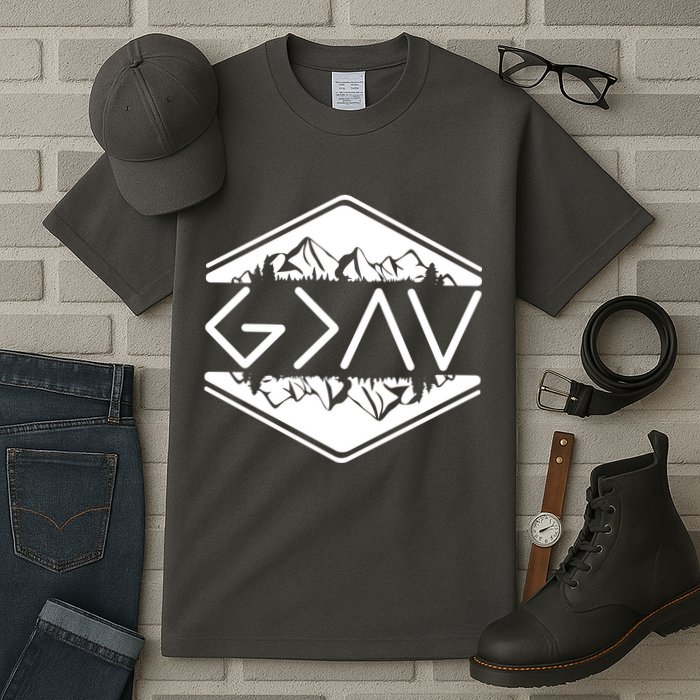 Inspirational Christian God Is Greater Than The High And Lows Camping Tall T-Shirt