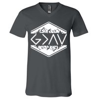 Inspirational Christian God Is Greater Than The High And Lows Camping V-Neck T-Shirt