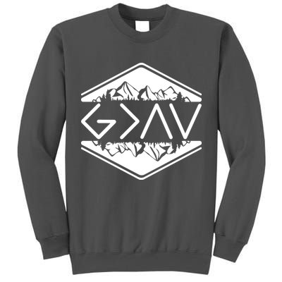 Inspirational Christian God Is Greater Than The High And Lows Camping Tall Sweatshirt
