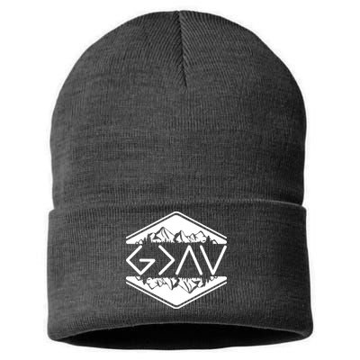 Inspirational Christian God Is Greater Than The High And Lows Camping Sustainable Knit Beanie
