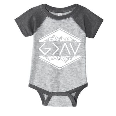 Inspirational Christian God Is Greater Than The High And Lows Camping Infant Baby Jersey Bodysuit