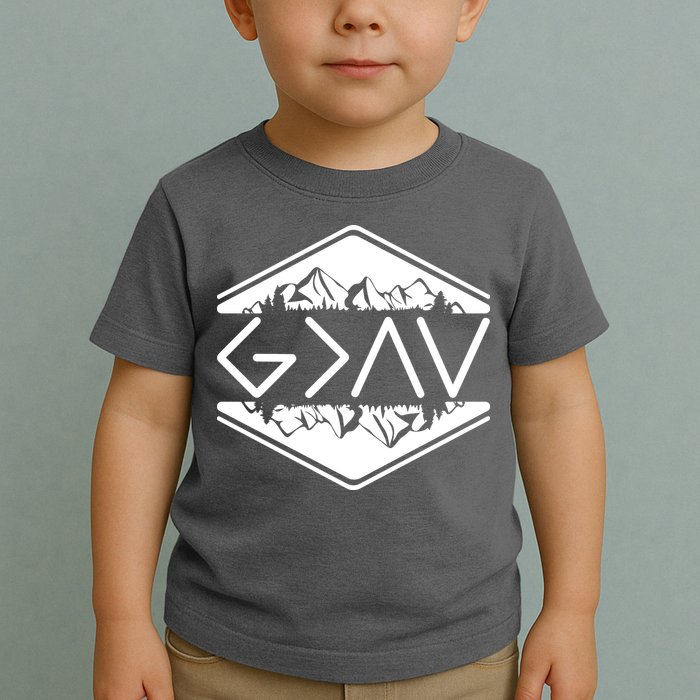 Inspirational Christian God Is Greater Than The High And Lows Camping Toddler T-Shirt