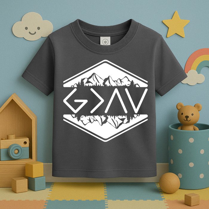 Inspirational Christian God Is Greater Than The High And Lows Camping Toddler T-Shirt