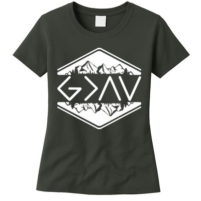 Inspirational Christian God Is Greater Than The High And Lows Camping Womens T-Shirt