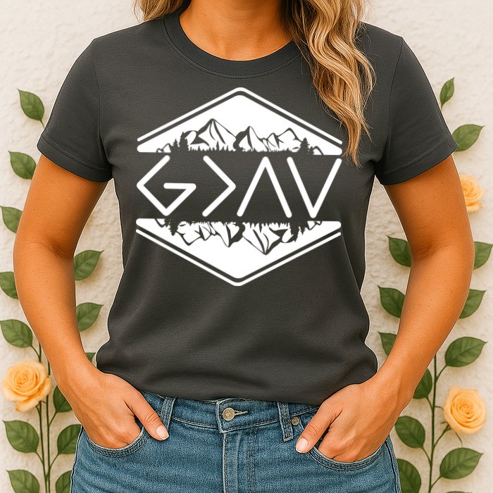 Inspirational Christian God Is Greater Than The High And Lows Camping Womens T-Shirt