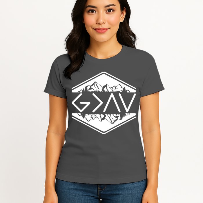 Inspirational Christian God Is Greater Than The High And Lows Camping Womens T-Shirt