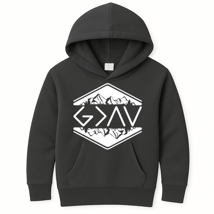 Inspirational Christian God Is Greater Than The High And Lows Camping Kids Hoodie