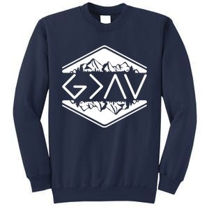 Inspirational Christian God Is Greater Than The High And Lows Camping Sweatshirt