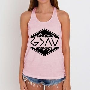 Inspirational Christian God Is Greater Than The High And Lows Camping Women's Knotted Racerback Tank