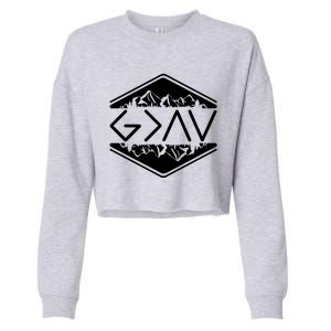 Inspirational Christian God Is Greater Than The High And Lows Camping Cropped Pullover Crew