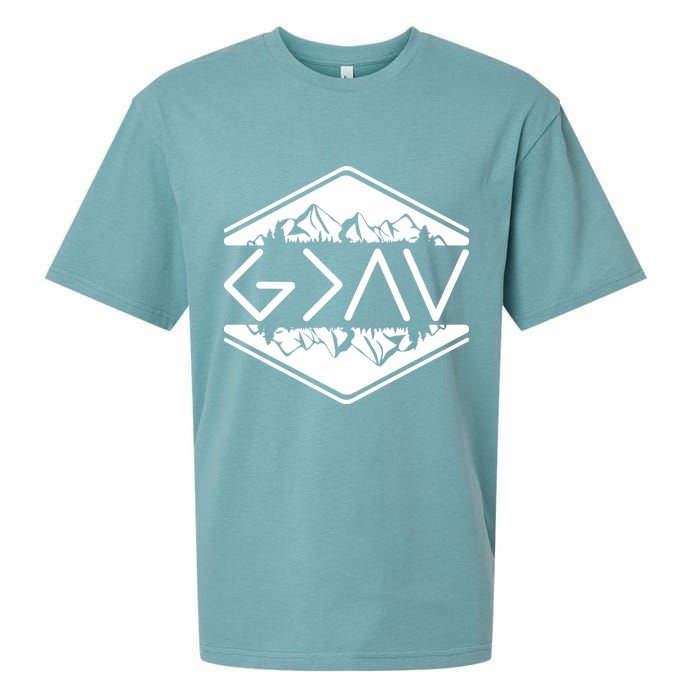 Inspirational Christian God Is Greater Than The High And Lows Camping Sueded Cloud Jersey T-Shirt