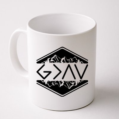 Inspirational Christian God Is Greater Than The High And Lows Camping Coffee Mug