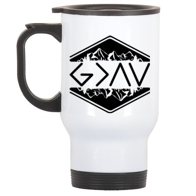 Inspirational Christian God Is Greater Than The High And Lows Camping Stainless Steel Travel Mug