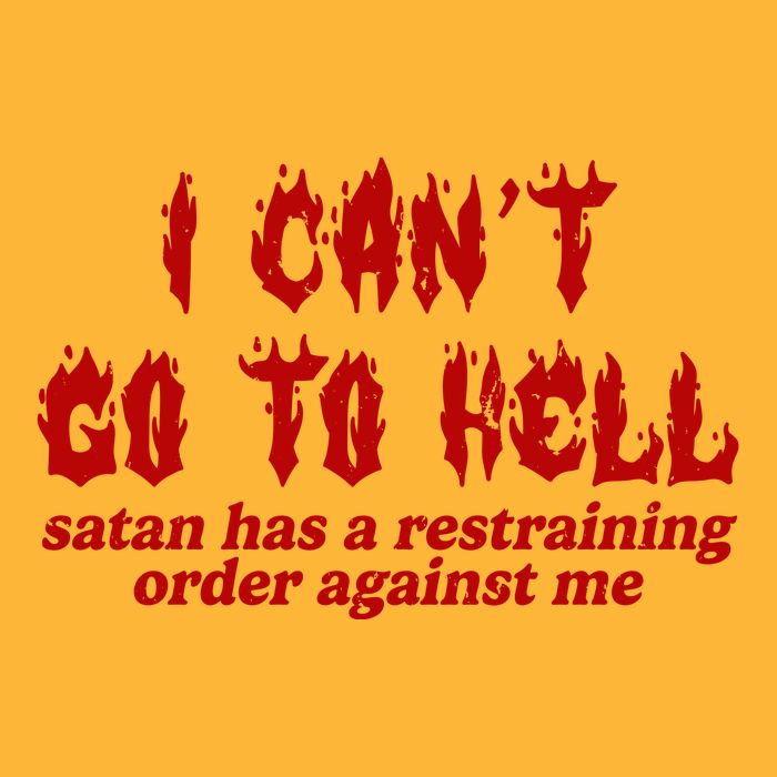 I Cant Go To Hell Satan Has A Restraining Order Against Me Funny Pom Pom 12in Knit Beanie
