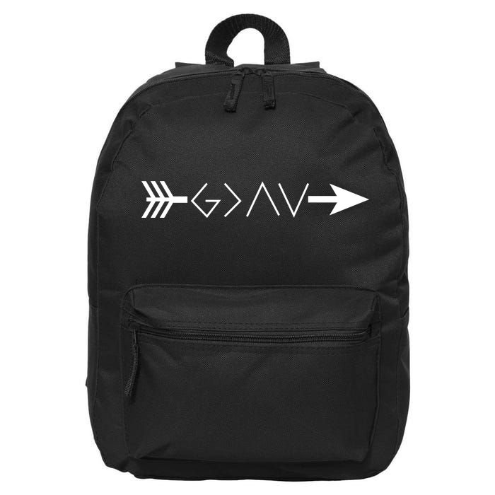 Inspirational Christian God Is Greater Than The High And Lows Shooting Arrow 16 in Basic Backpack