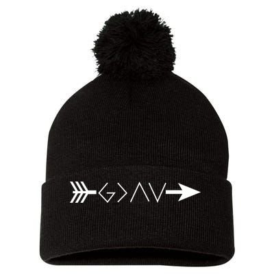 Inspirational Christian God Is Greater Than The High And Lows Shooting Arrow Pom Pom 12in Knit Beanie
