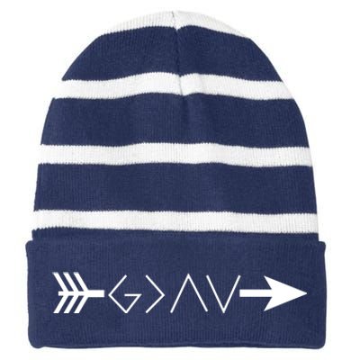 Inspirational Christian God Is Greater Than The High And Lows Shooting Arrow Striped Beanie with Solid Band