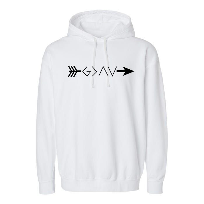 Inspirational Christian God Is Greater Than The High And Lows Shooting Arrow Garment-Dyed Fleece Hoodie
