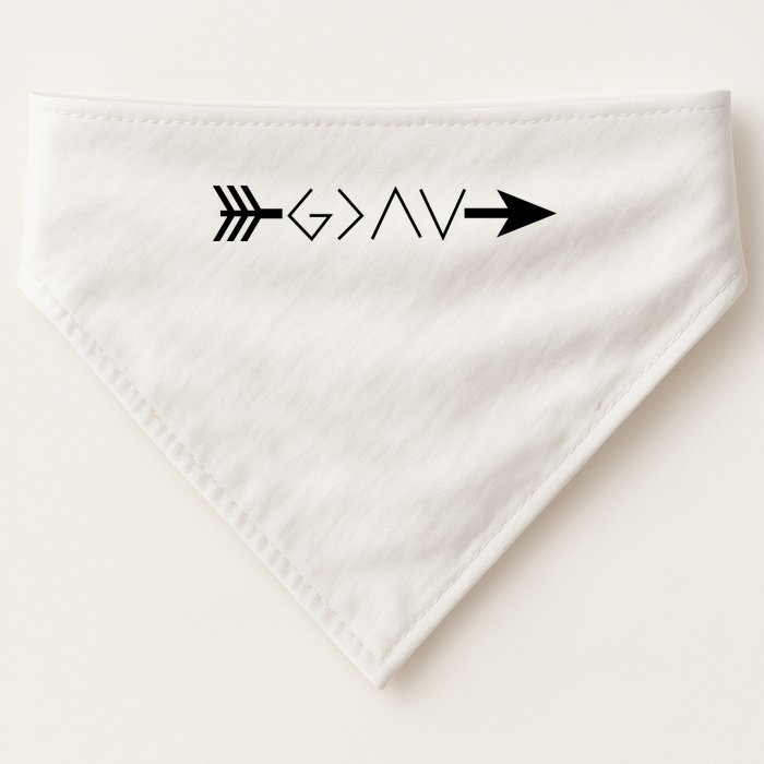 Inspirational Christian God Is Greater Than The High And Lows Shooting Arrow USA-Made Doggie Bandana