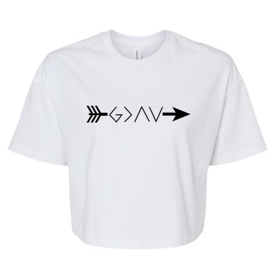 Inspirational Christian God Is Greater Than The High And Lows Shooting Arrow Bella+Canvas Jersey Crop Tee