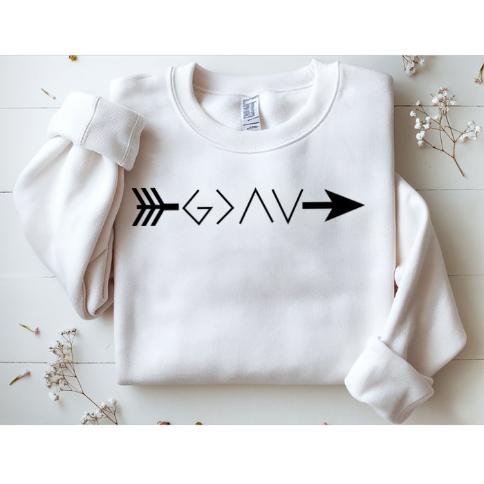 Inspirational Christian God Is Greater Than The High And Lows Shooting Arrow Sweatshirt