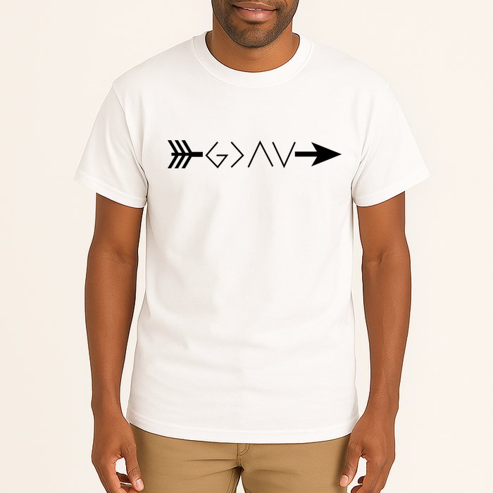 Inspirational Christian God Is Greater Than The High And Lows Shooting Arrow Tall T-Shirt
