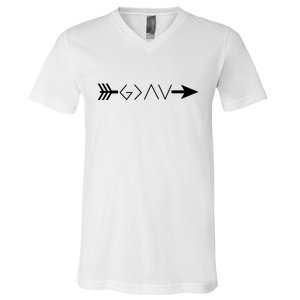 Inspirational Christian God Is Greater Than The High And Lows Shooting Arrow V-Neck T-Shirt