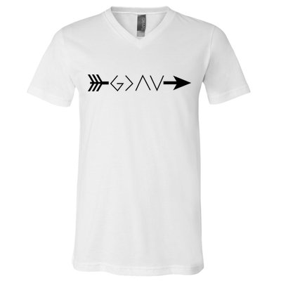 Inspirational Christian God Is Greater Than The High And Lows Shooting Arrow V-Neck T-Shirt