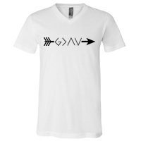 Inspirational Christian God Is Greater Than The High And Lows Shooting Arrow V-Neck T-Shirt