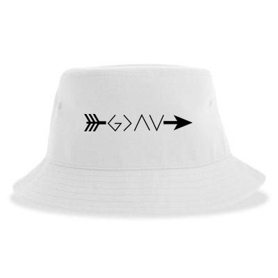 Inspirational Christian God Is Greater Than The High And Lows Shooting Arrow Sustainable Bucket Hat